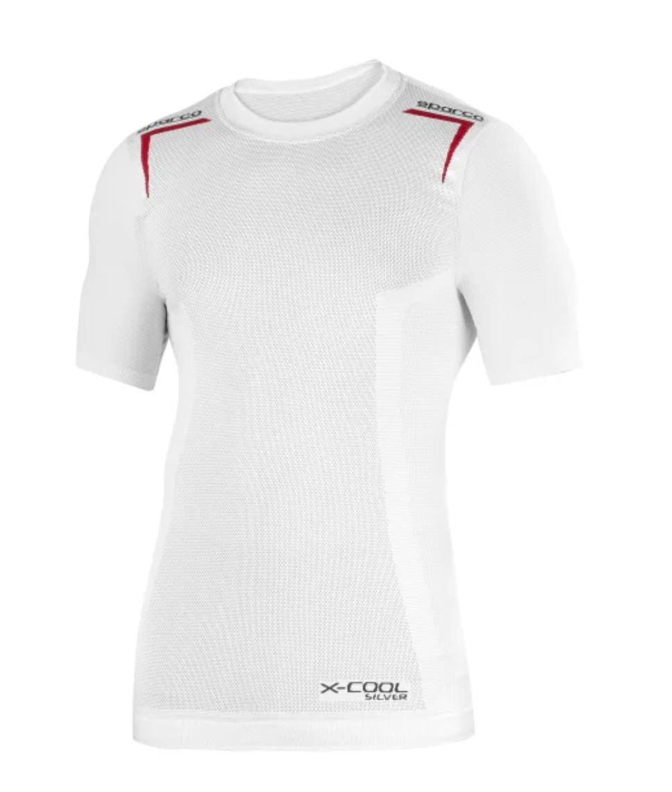 Sparco X-Cool Silver undertrøje kort ærme, Hvid